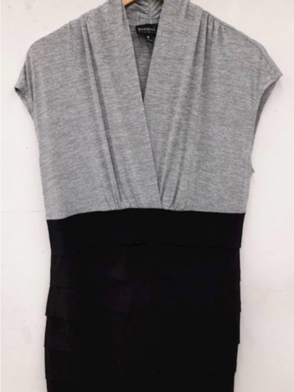 Enfocus Studio Gray and Black Colorblock Mini Dress